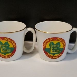 2 Indiana Boy Scouts Cups Mugs Matching Camping Outdoors Collectible